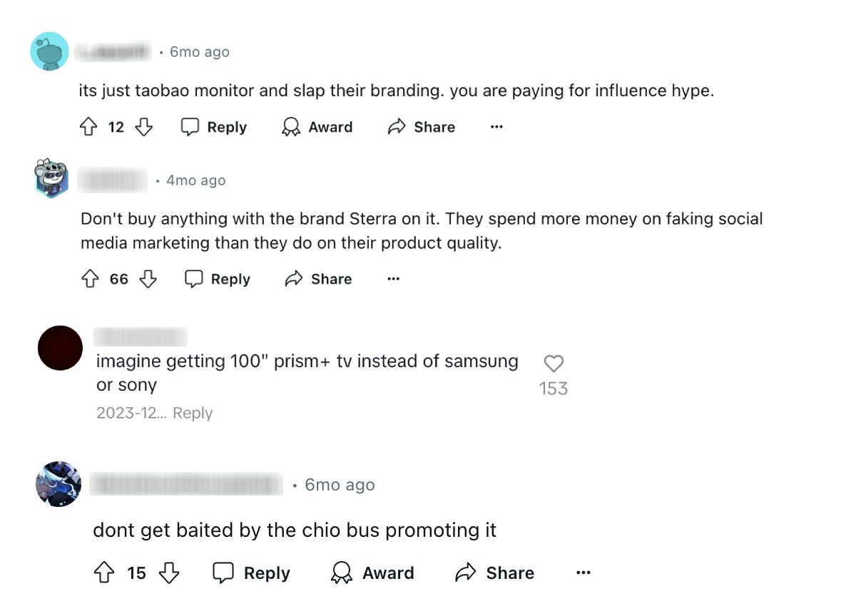 local tech brands Reddit comments