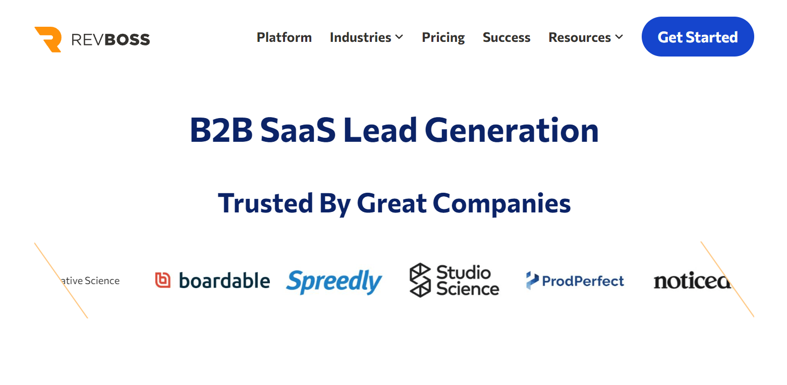 Revboss SaaS Lead Generation Agency Homepage