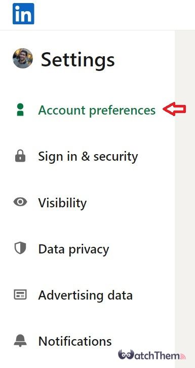 Deactivating LinkedIn Account From PC: Go to Account Preferences