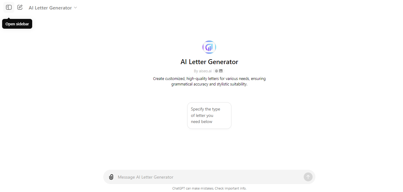 ChatGPT AI Letter Generator by aiseo.ai