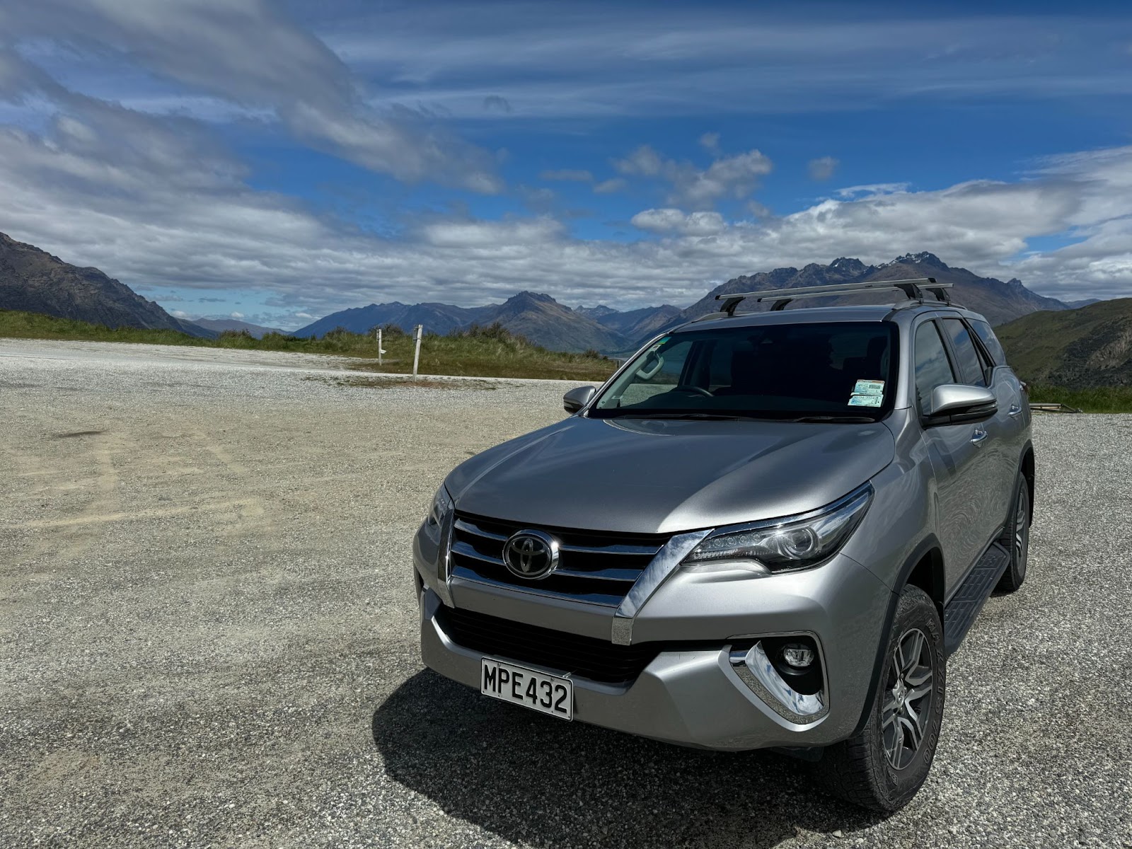 Our free Toyota SUV rental on the road up to The Remarkables Ski Area in New Zealand