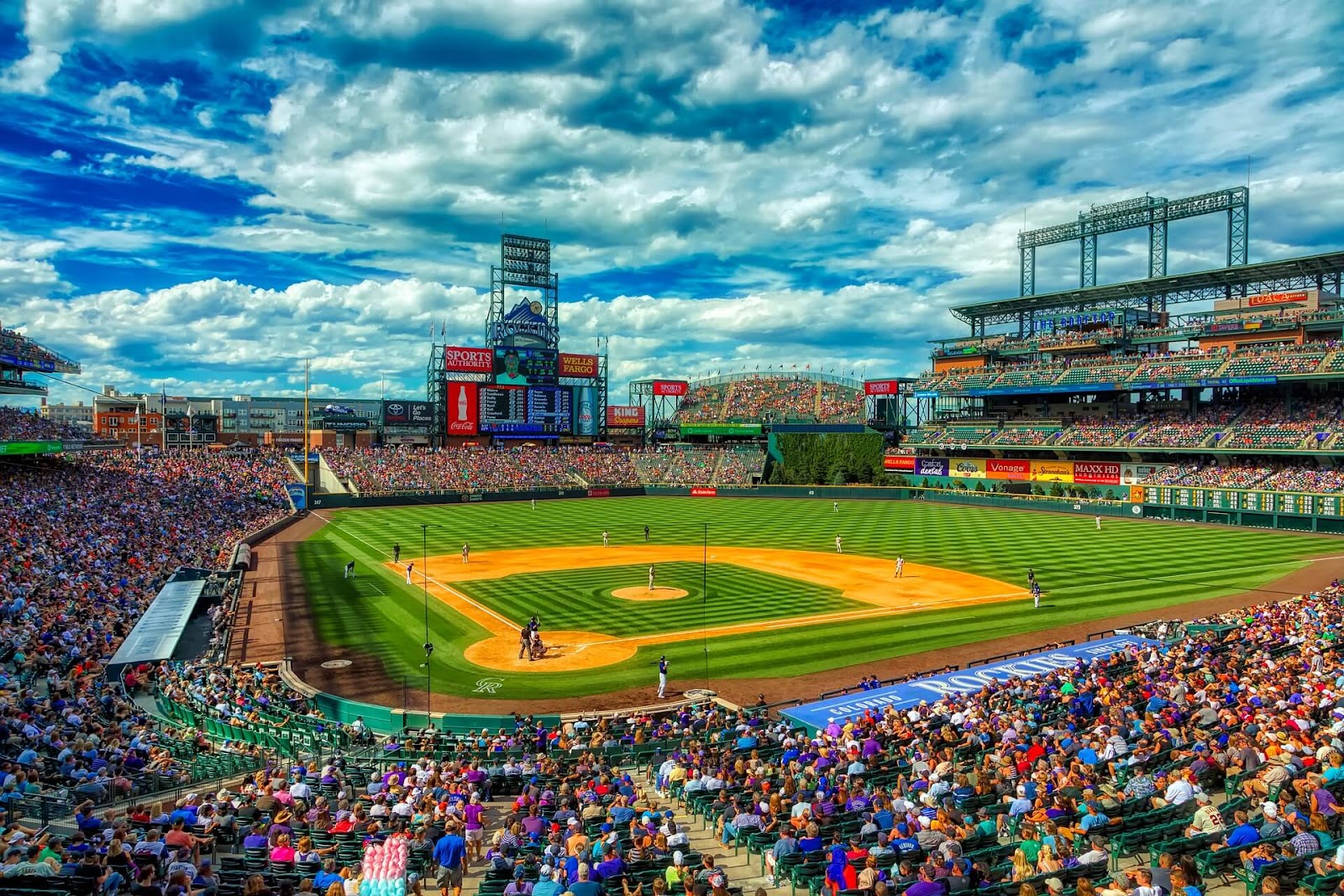 Colorado Rockies playing baseball at Coors Field in Denver