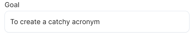 Goal - Acronym generator tool
