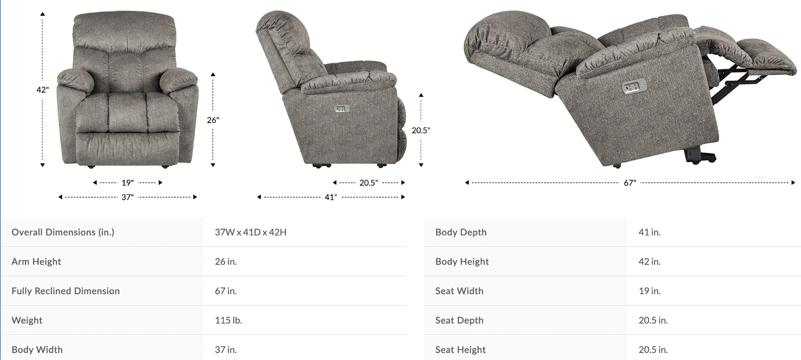 morrison power wall recliner w/ headrest & lumbar