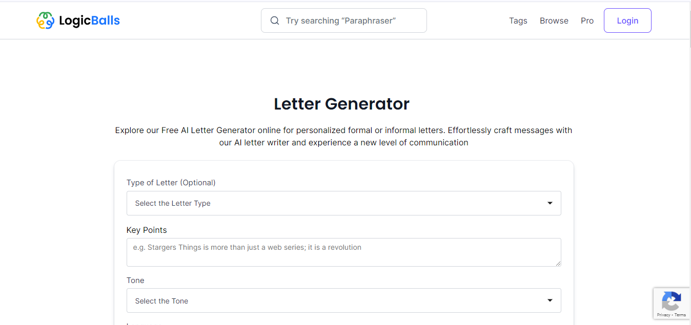 LogicBalls AI Letter Generator