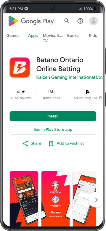 Download Betano app on Play Store