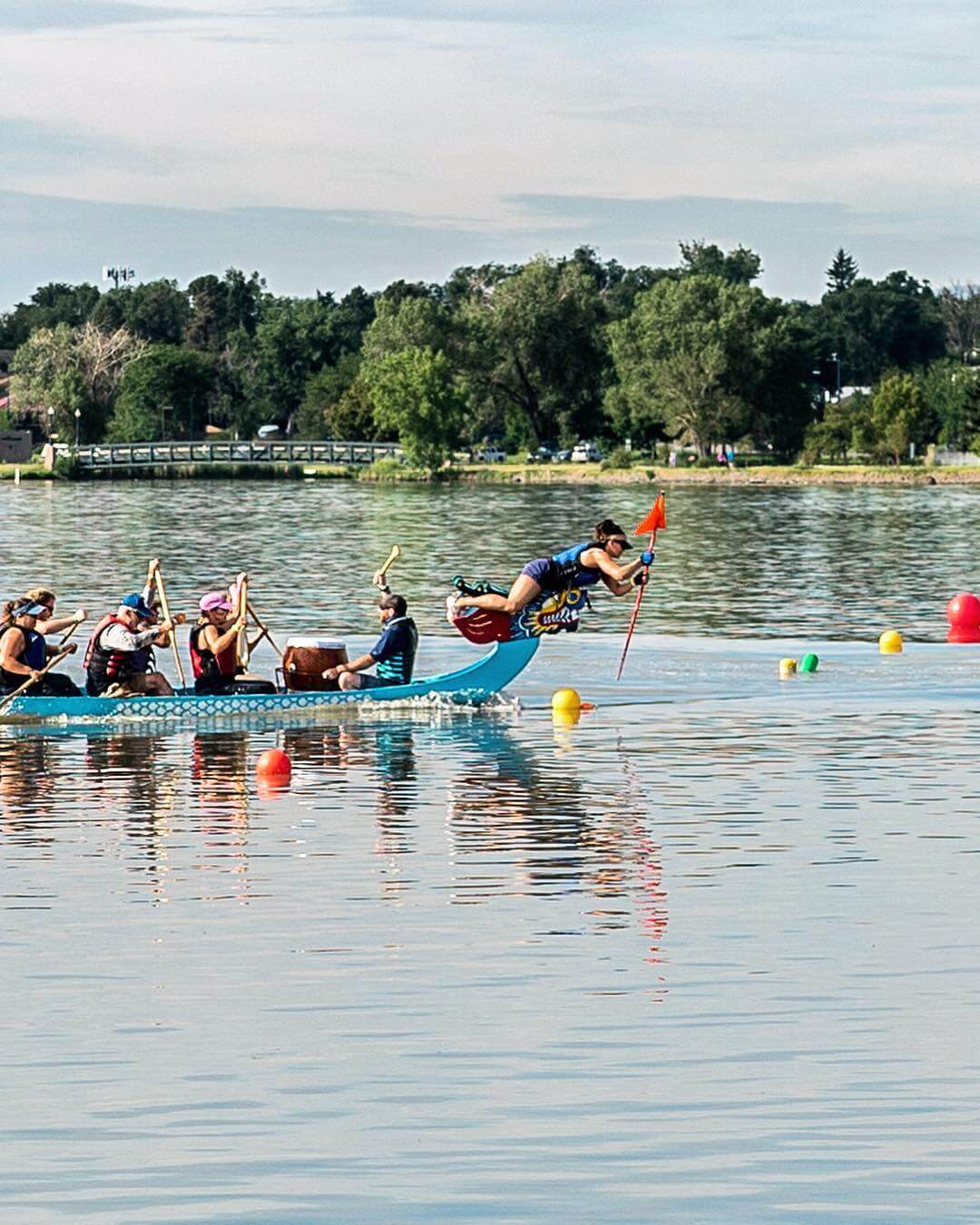 Boat in Sloan's Lake for Denver's Dragon Boat Festival