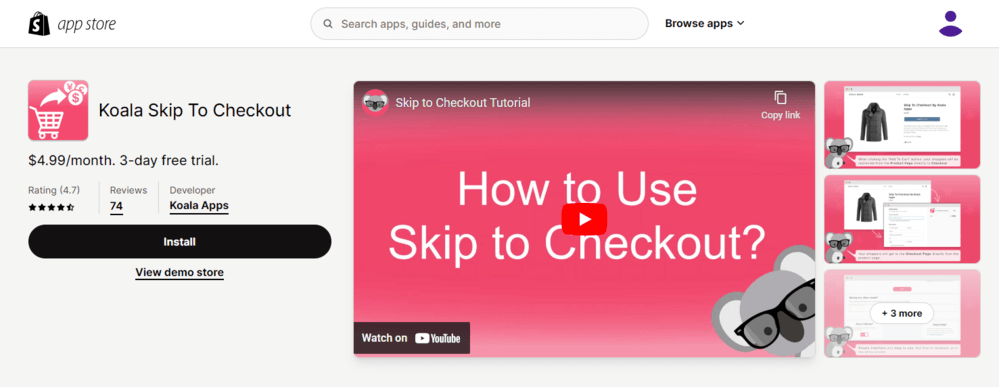 Shopify Apps To Implement One-Page Checkout - Koala Skip To Checkout