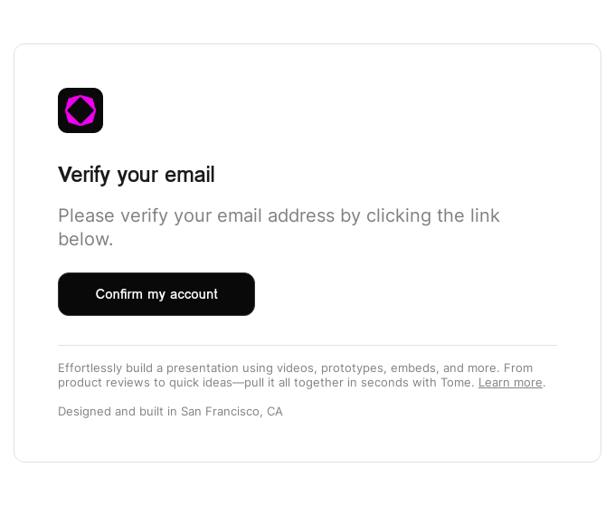 Tome double opt-in email example