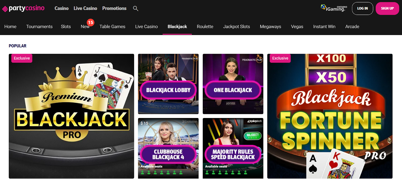 PartyCasino Online Blackjack Ontario