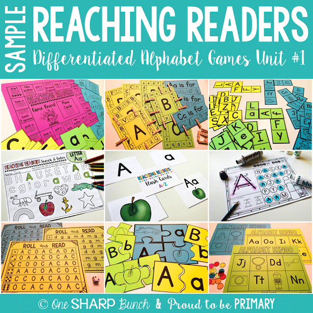 Encourage letter identification, sound recognition and letter fluency with these differentiated alphabet activities, perfect for small group instruction, guided reading groups or literacy centers! Foster early phonics and phonemic awareness skills with the FREE printable resource!
