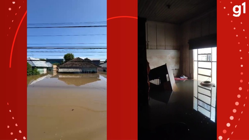 Imvel de 70 anos no bairro Sarandi ficou inundado  Foto: Arquivo pessoal/Liamara Souza e Luiz Rodrigues de Souza