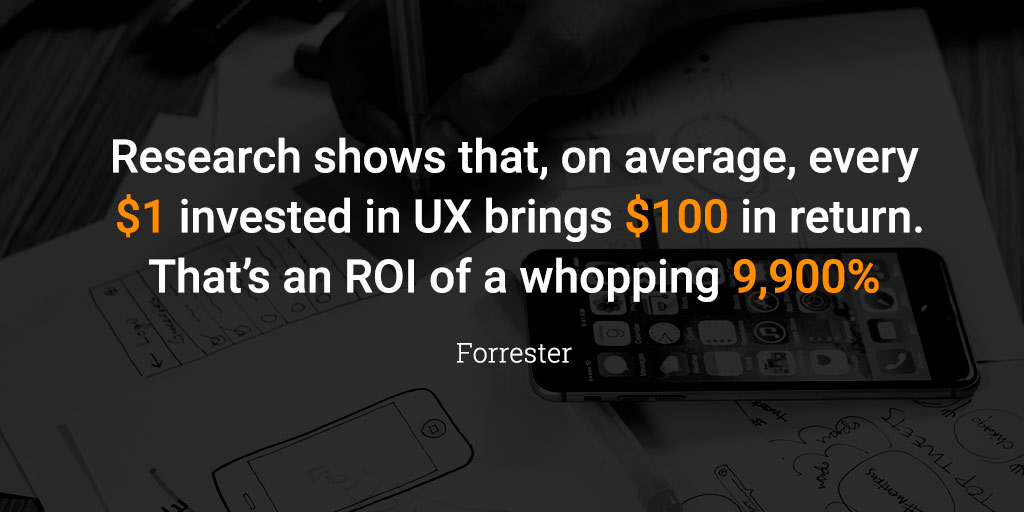 a quote about investing in UX and the ROI it brings
