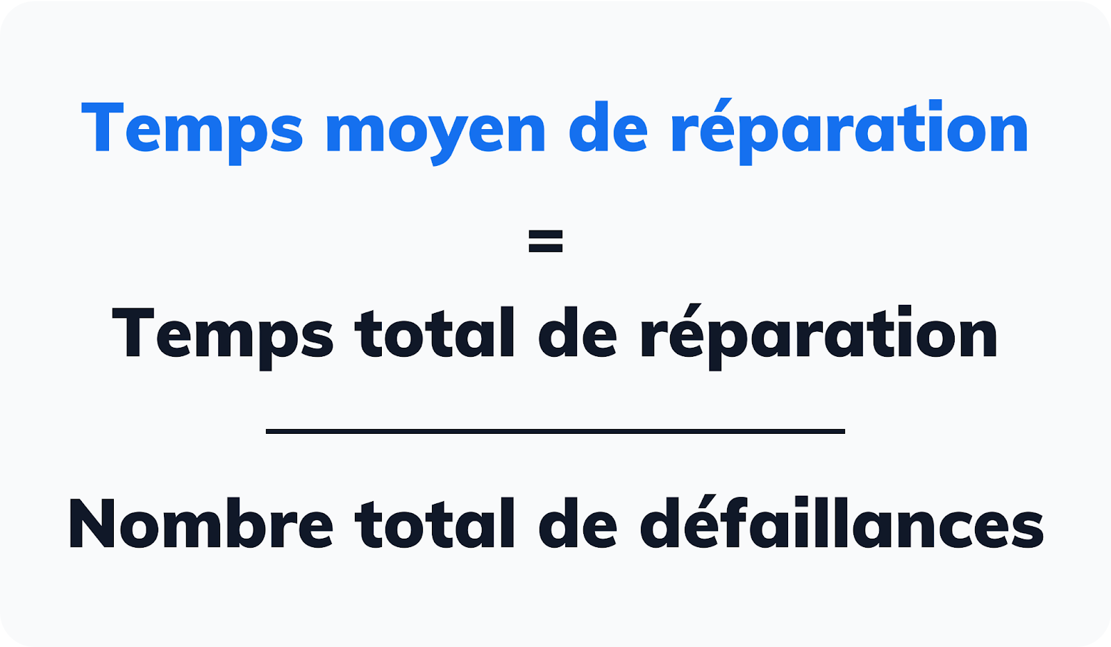 calcul du temps moyen de réparation (MTTR) en fonction du temps total de réparation et du nombre total de défaillances