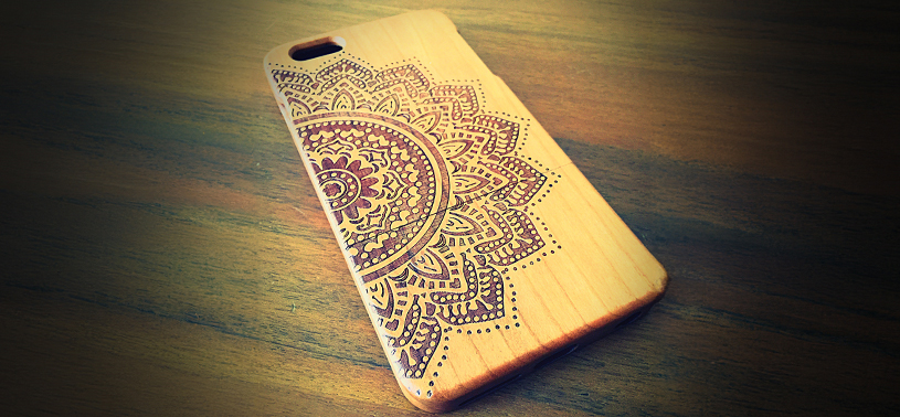 A phone case with a decorative design 