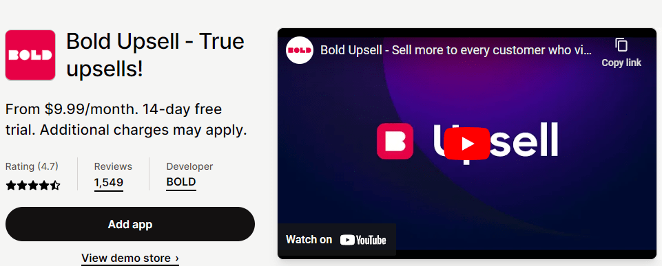 best upsell app for Bold.