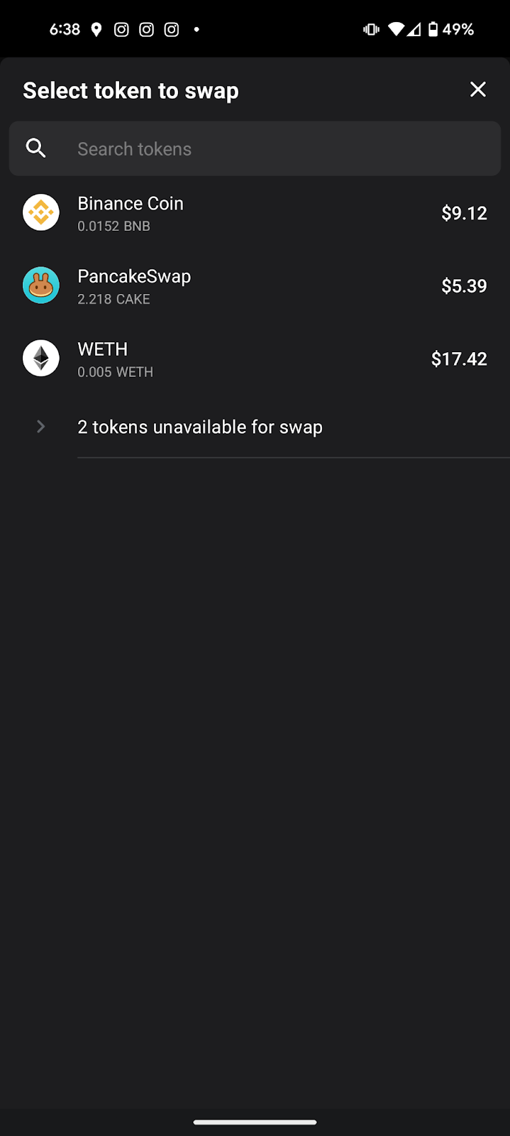 Swapping on BNB Smart Chain with MEW Mobile
