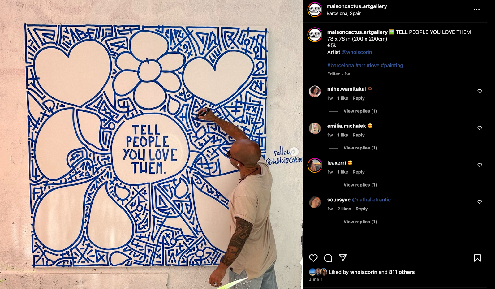 Image of an artist promoting their business on social media