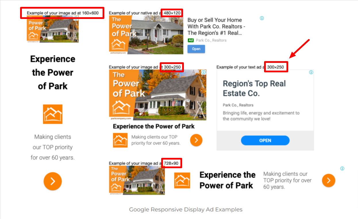 example of responsive display ads with multiple variations