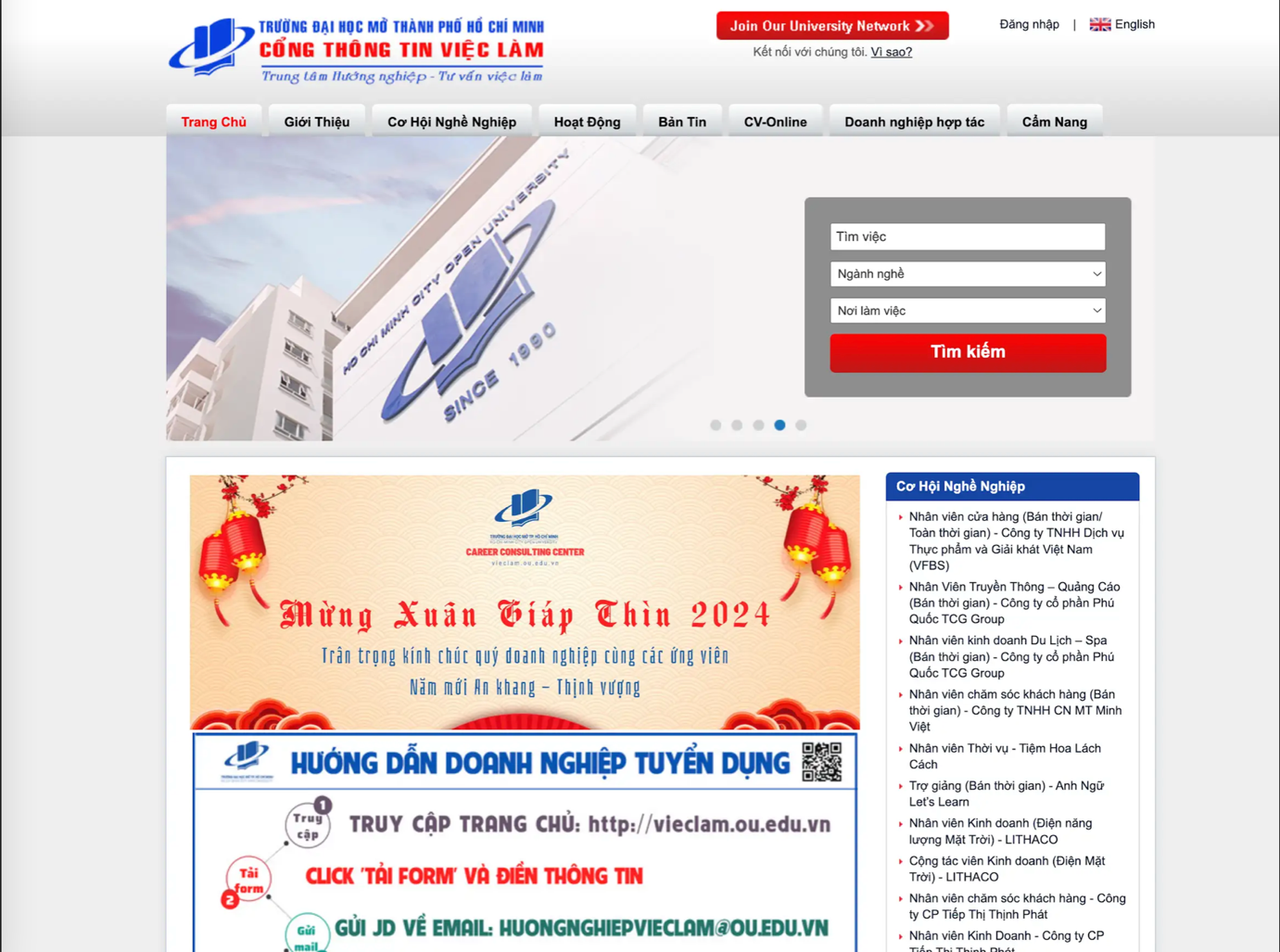 Hình ảnh website Cổng thông tin việc làm