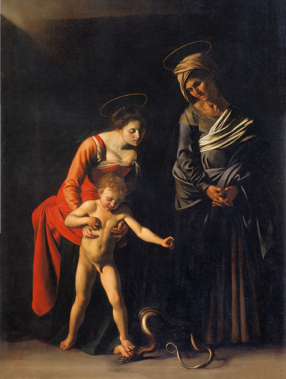 Pintura de Michelangelo Caravaggio mostra Jesus criança com a mãe, Maria — Foto: Reprodução