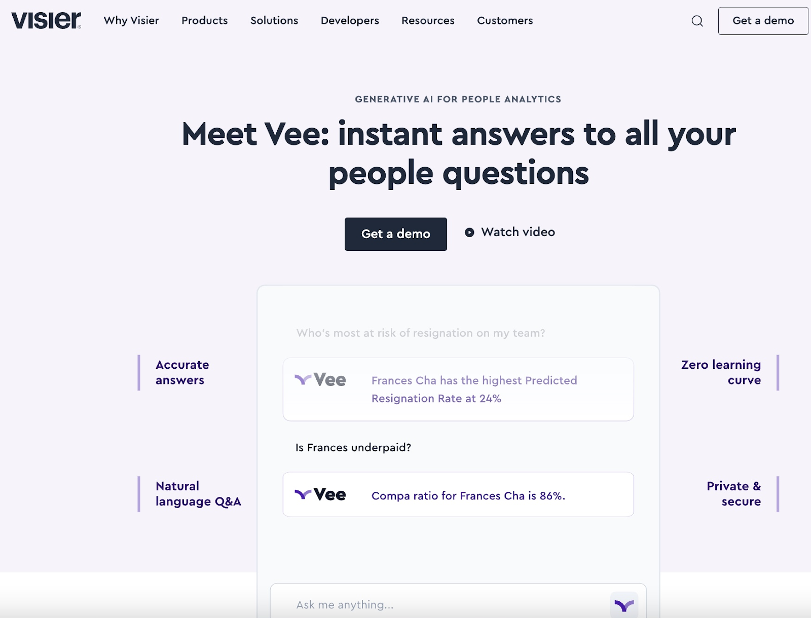 Vee from Visier- AI tools in HR
