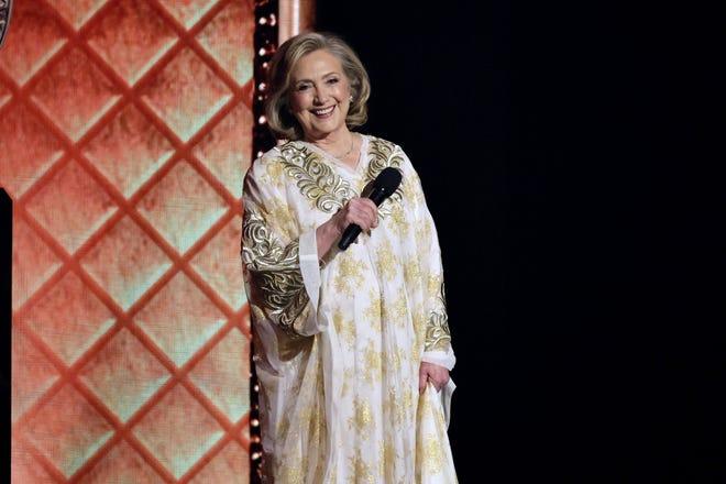 Hillary Clinton speaks on stage during the Tony Awards on June 16, 2024 in New York City.
