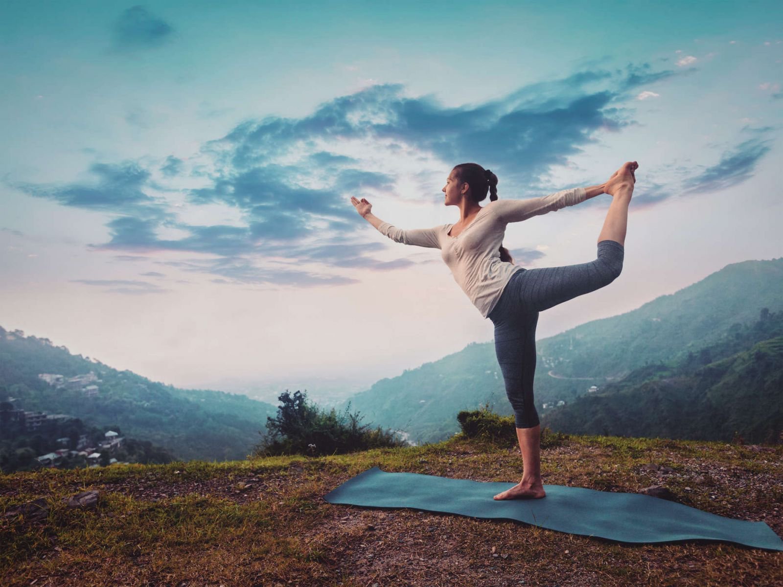 Practicing yoga as morning exercise