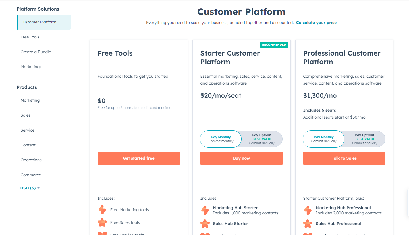 HubSpot Pricing Plans