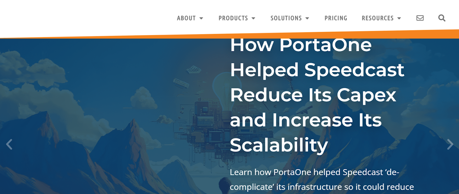 PortaOne website snapshot highlighting the services it offers.