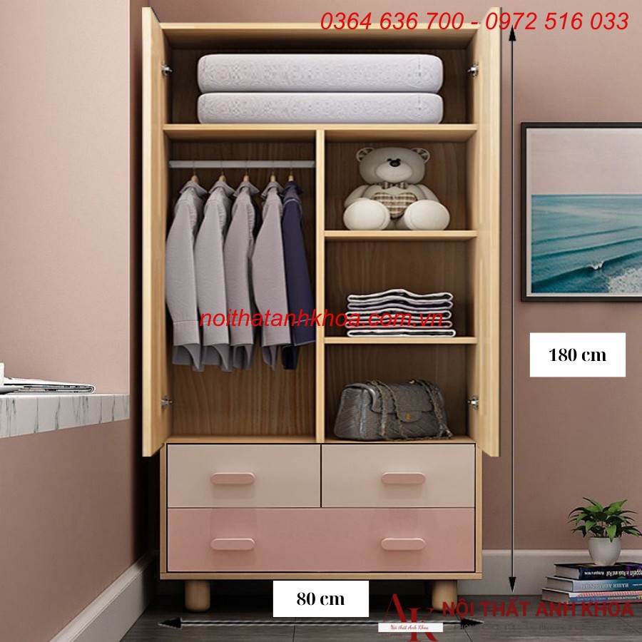 Tủ áo cho bé gỗ MDF (KT: 80 x 45 x 0 cm)