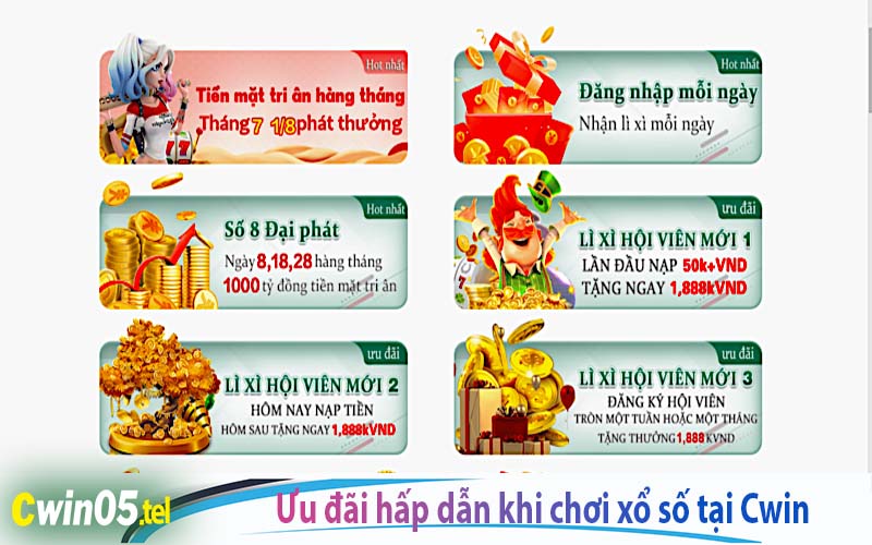 Ưu đãi hấp dẫn khi chơi xổ số tại Cwin