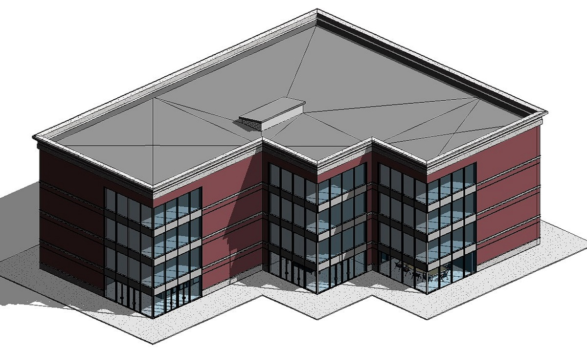 Isometric view of a building in Revit