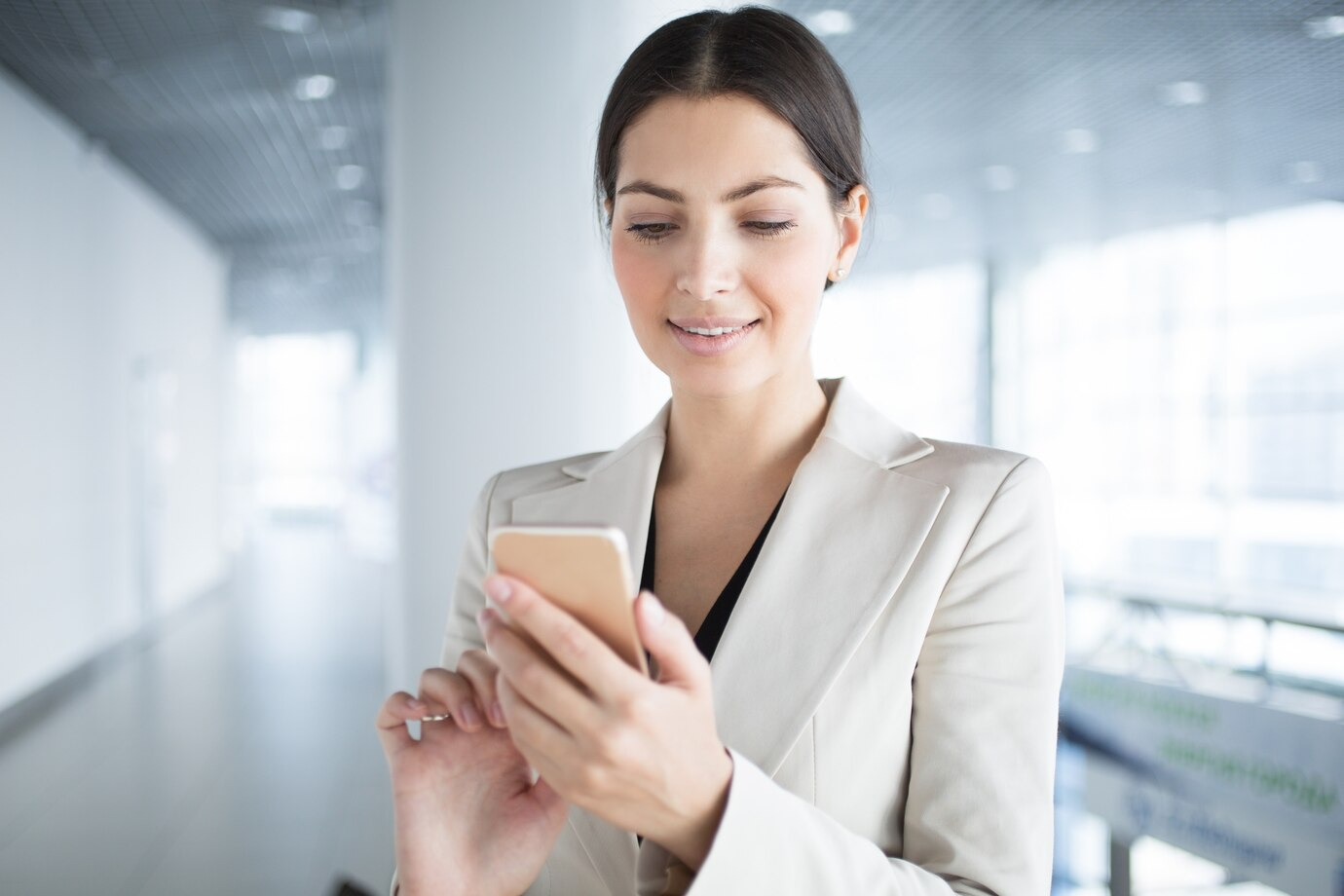 woman sending a text message