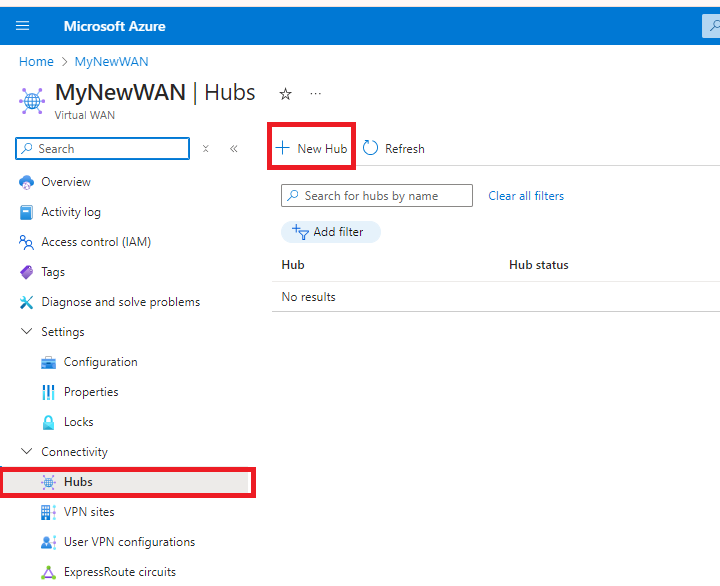 create a hub in azure