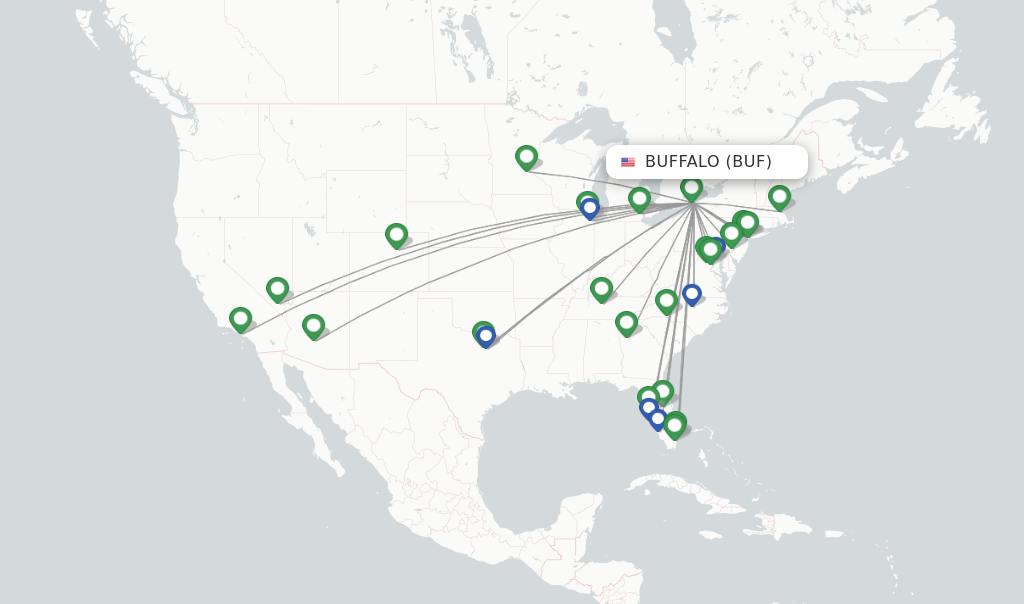 Direct (non-stop) flights from Buffalo Niagara (BUF) - FlightsFrom.com