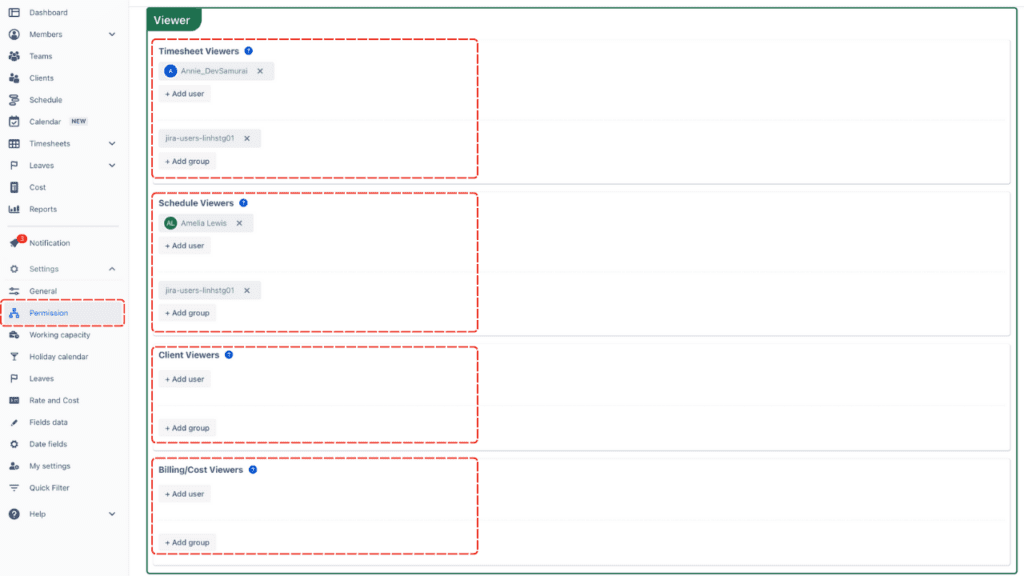 App viewer permission