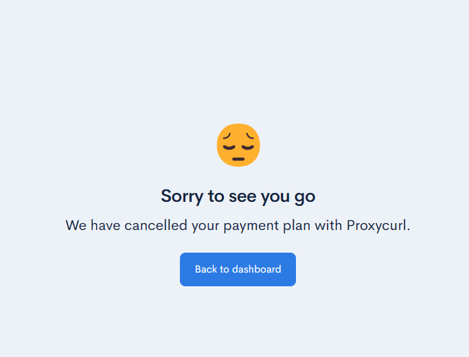 Proxycurl plan cancellation completed