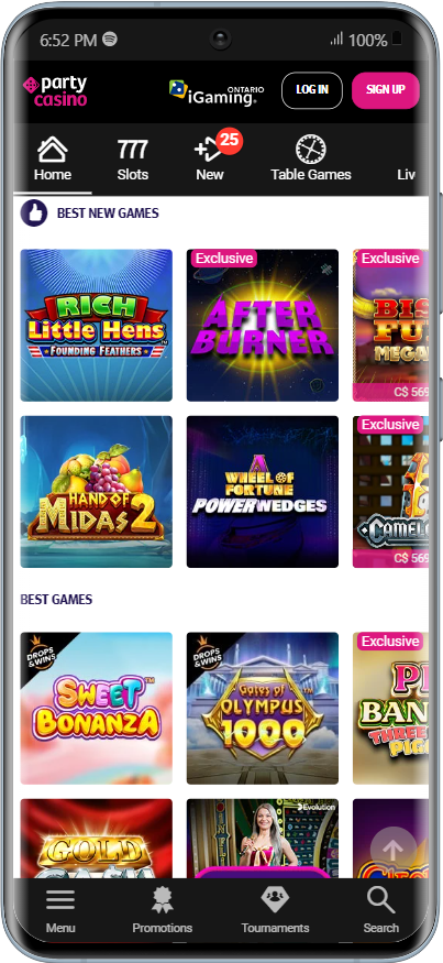 Party Casino Ontario homepage