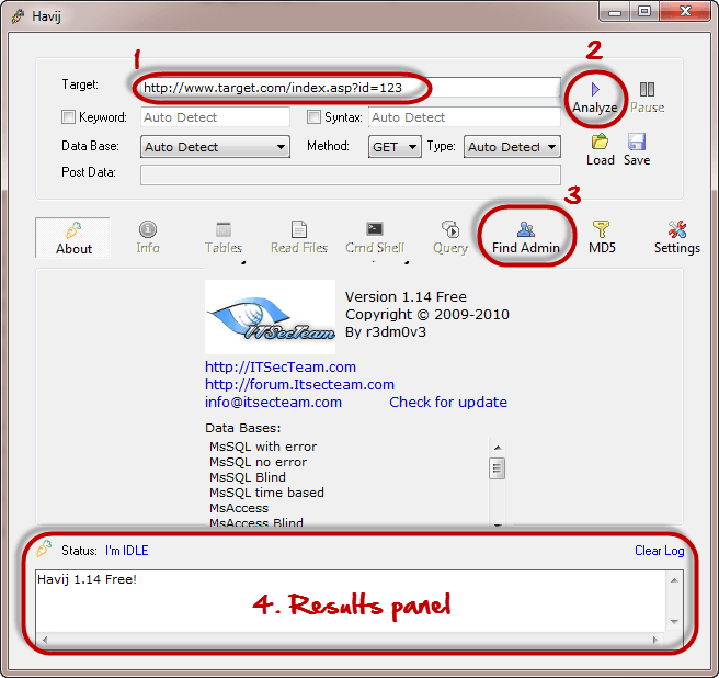 Utilice Havij para inyección SQL