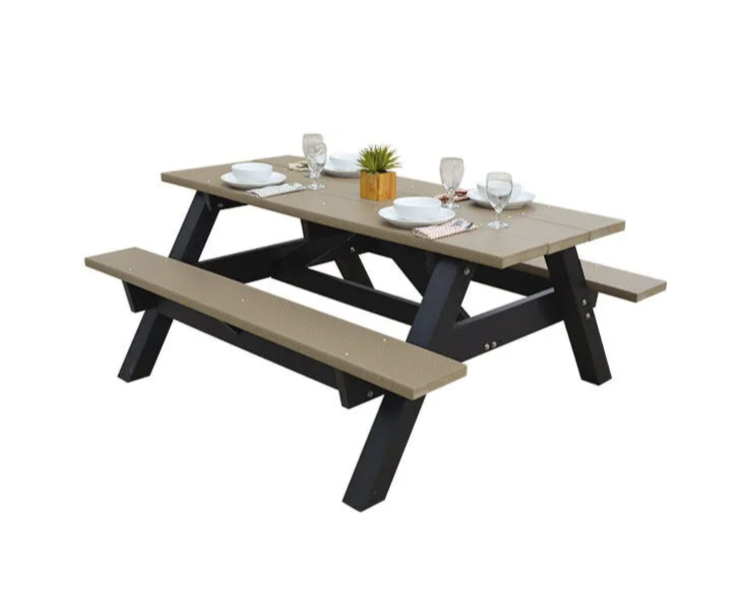 Transform your outdoor space sustainably with TreeTop Products' Traditional Recycled Plastic Picnic Tables, offering durability and eco-friendly charm.