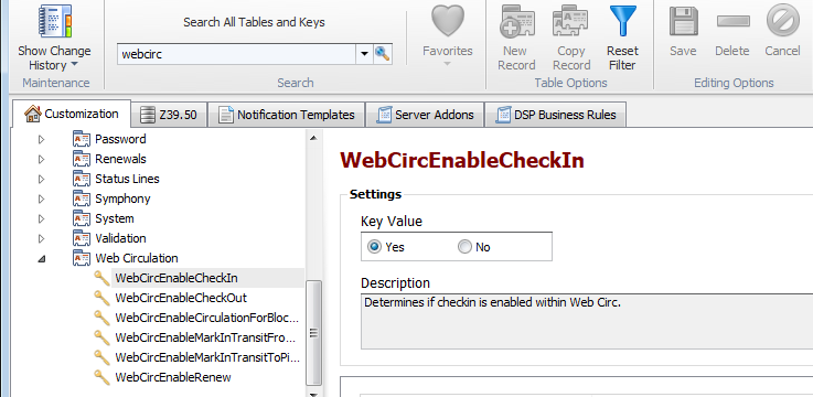 Customization Manager WebCirculation Keys