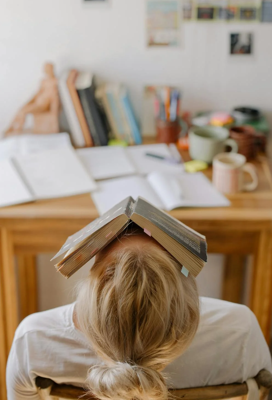 Stylish Study DP of a girl having a book on her face