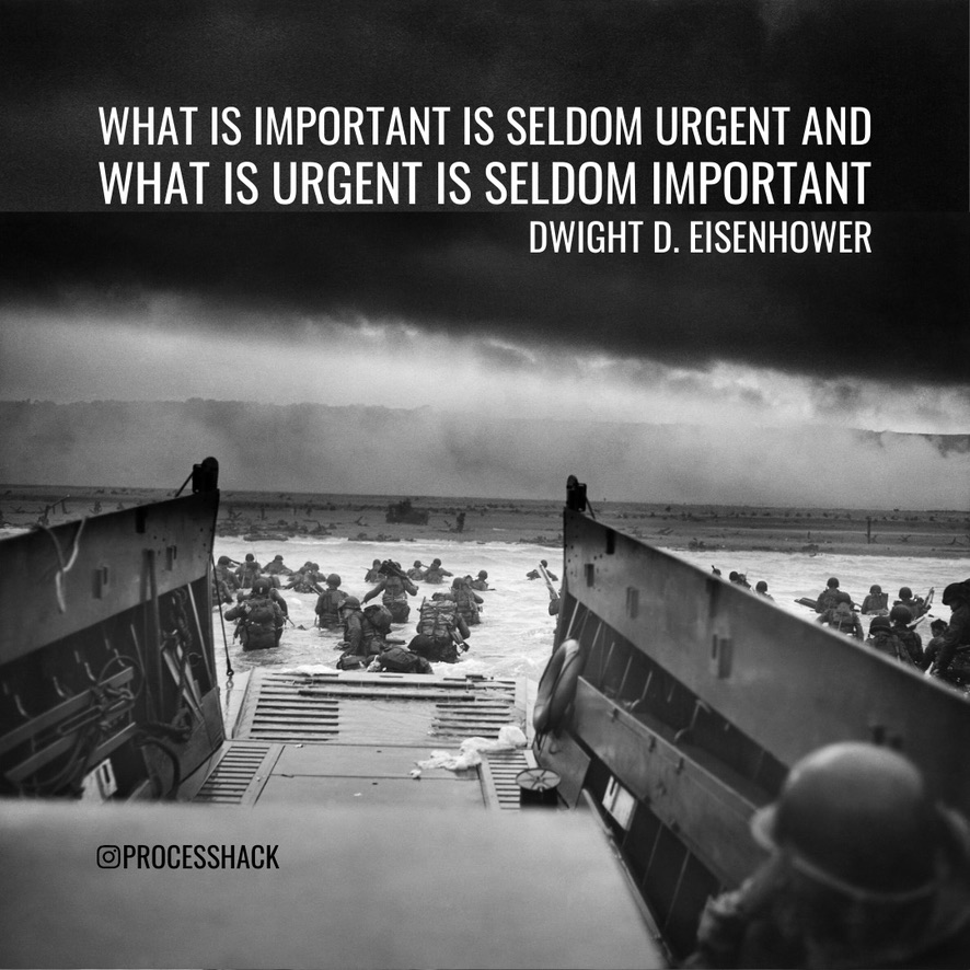 What is important is seldom urgent and what is urgent is seldom important. - Dwight D. Eisenhower
