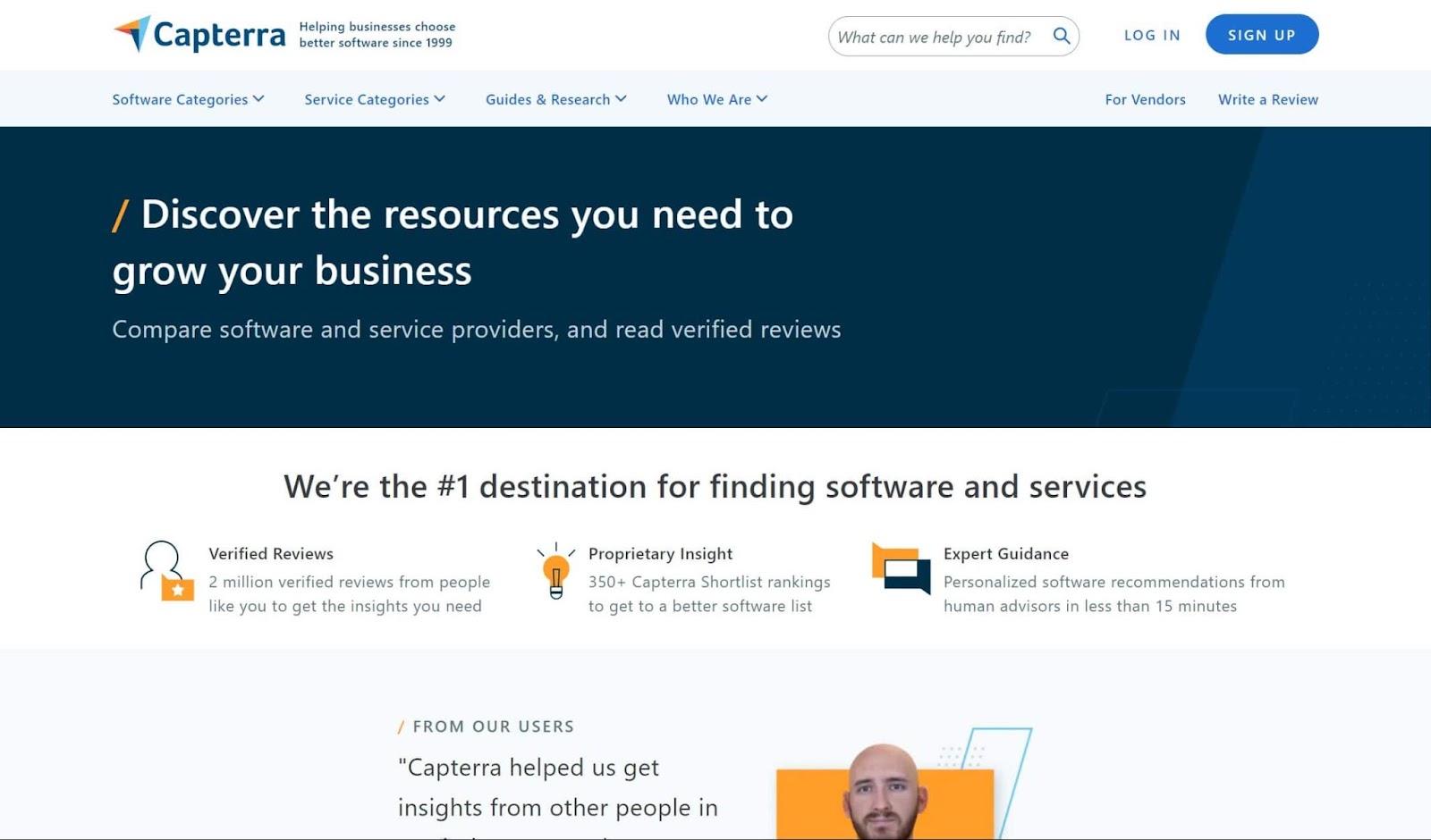 Screenshot of Capterra website