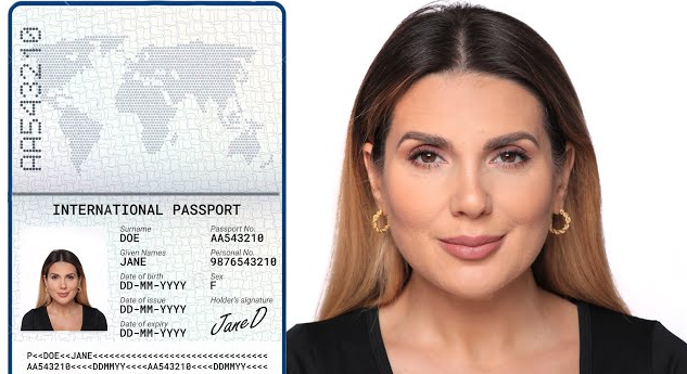 A person smiling and a passport 