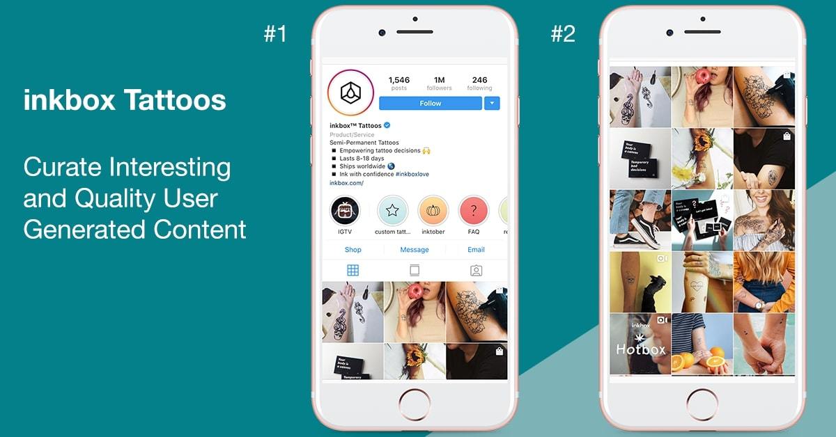 examples of user generate Instagram posts for the brand Inbox Tattoos