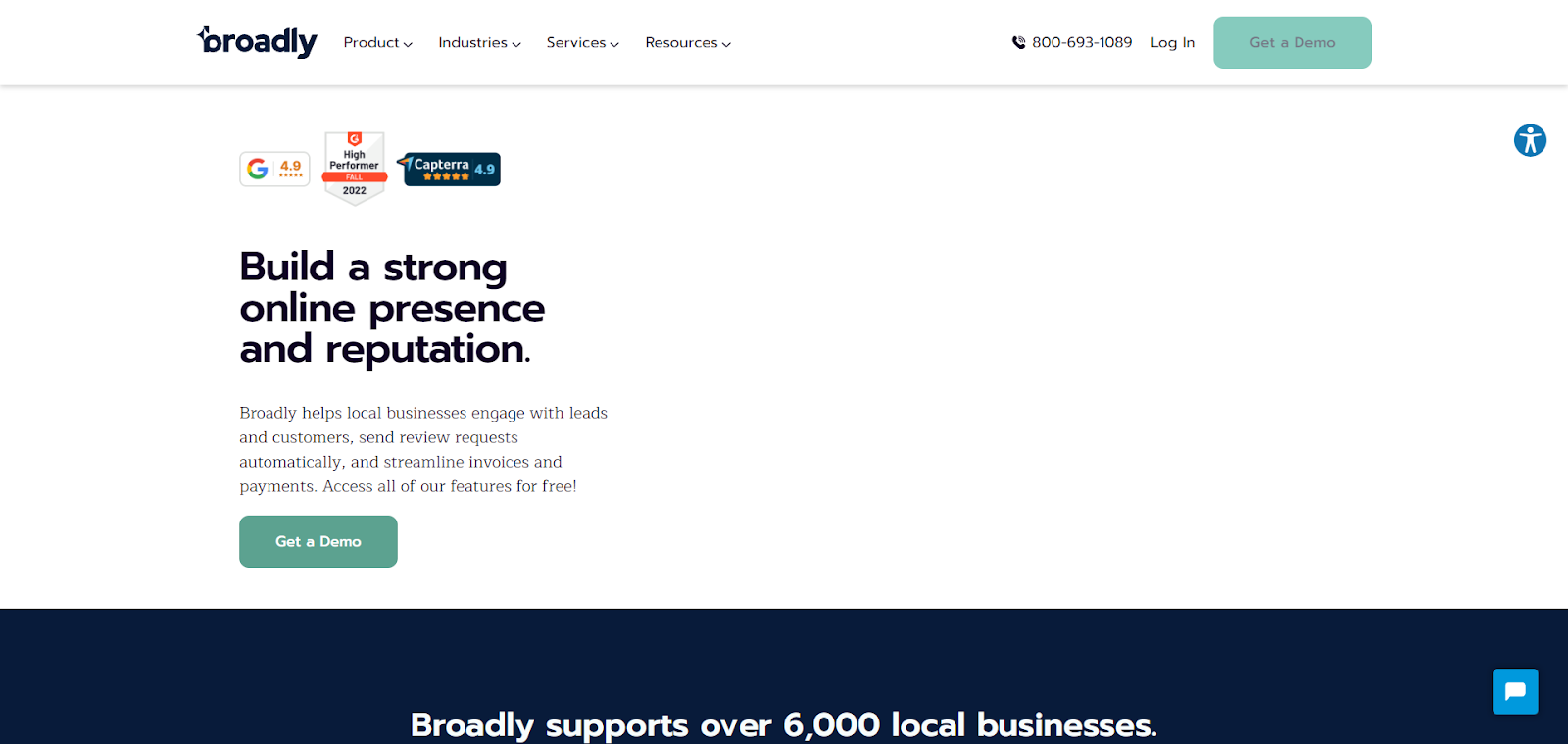 A screenshot of Broadly's website