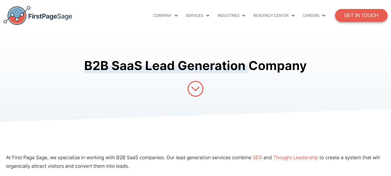 First Page Sage SaaS Lead Generation Company Homepage